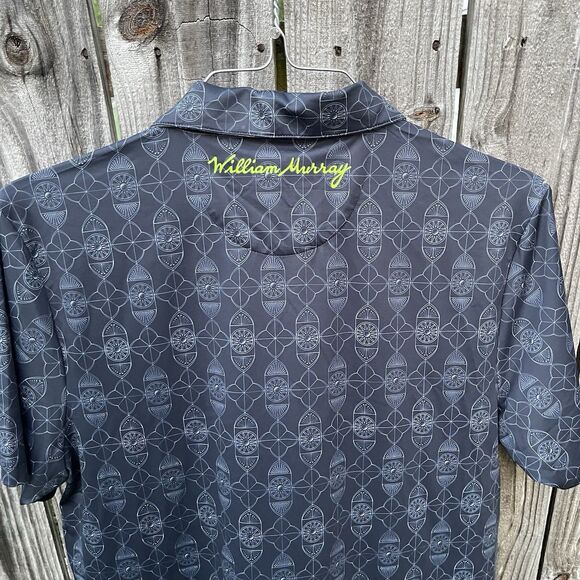 William Murray Mens Golf Polo Shirt Medium Navy Geometric Pattern Golfer - Picture 10 of 11